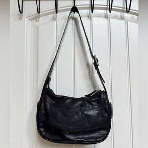 Vintage Gianni Conti Black Leather Shoulder Purse. 11” by 7” by 4”